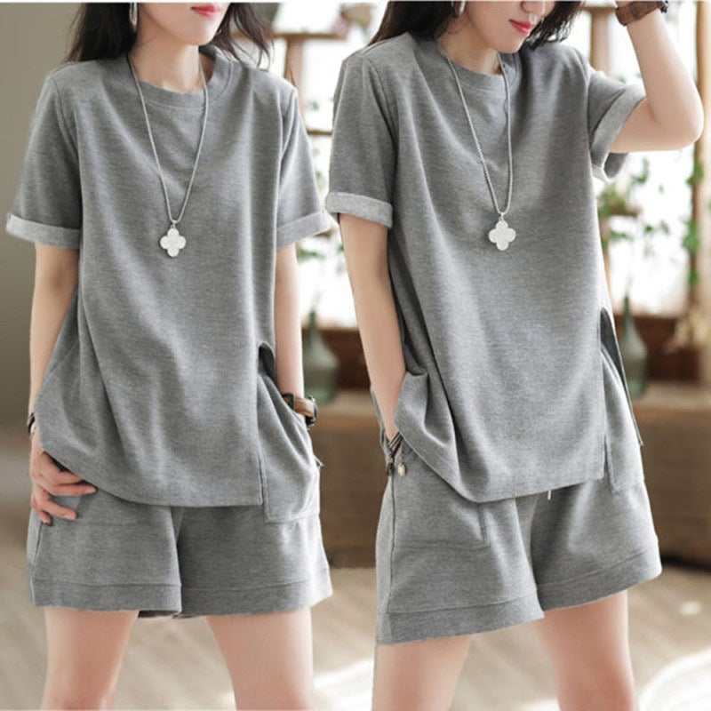Casual Shorts  Retro Tee Set 2024 White - Image 5