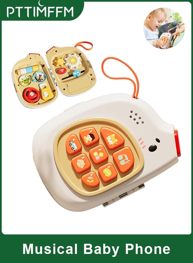 PTTIMFFM 2-in-1 Musical Baby Phone & Sensory Busy Board, Montessori Educational Toy for Toddlers 1–3, Fine Motor Skills, Language & Auditory Development Gift for Boys & Girls - Image 1