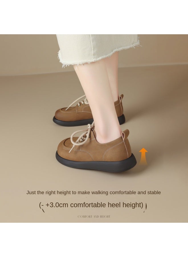 ZHR Vintage Scuffed】women's Flats Commuting Leather Shoes Soft Leather Loafers For Women Spring And Autumn Single Shoes - Image 5