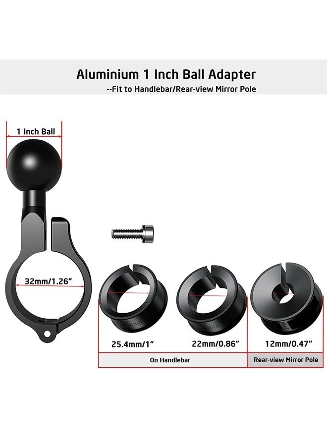 iMESTOU Aluminium 1" Ball Mount Adapter, iMESOTU Ball Base Fits to Handlebar Diameter 0.86"-1"-1.26" or Rear-View Mirror Pole Compatible with Ram Phone Mounts with 1 Inch Ball Sockets - Image 2