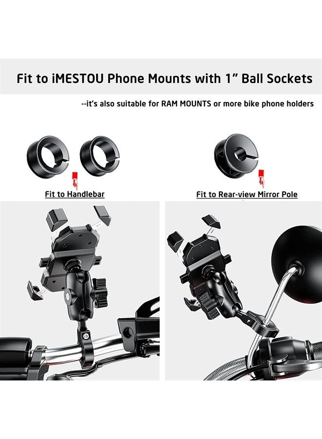 iMESTOU Aluminium 1" Ball Mount Adapter, iMESOTU Ball Base Fits to Handlebar Diameter 0.86"-1"-1.26" or Rear-View Mirror Pole Compatible with Ram Phone Mounts with 1 Inch Ball Sockets - Image 3