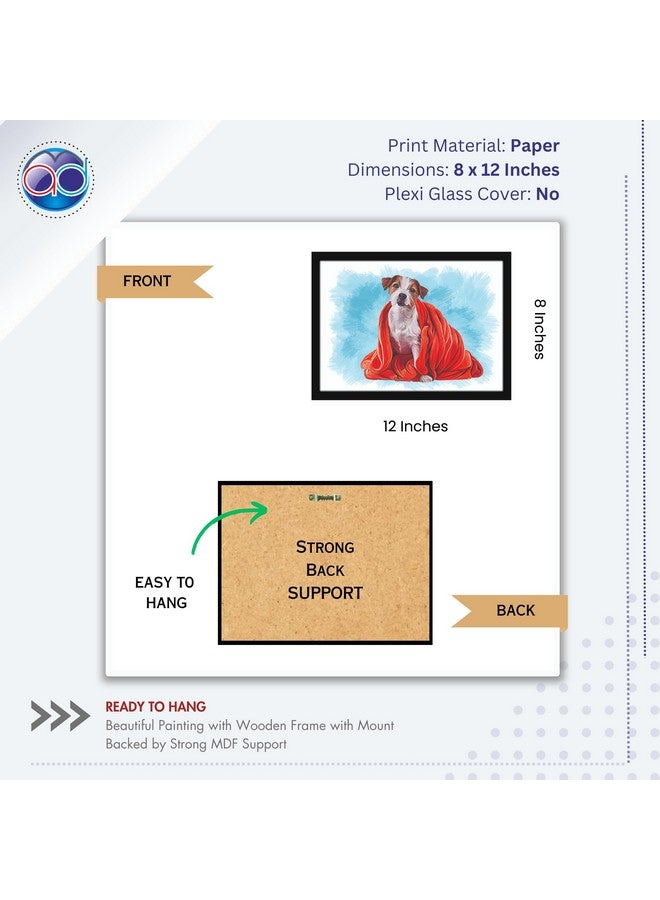 Mad Masters Dog Pet Animal Painting Aesthetic Hanging Photo Frame Decorative Item Home Decoration and Wall Decor for Living Room and Bedroom (MM 1402, 8x12 Inch, Paper, Without Plexi Glass) - Image 2