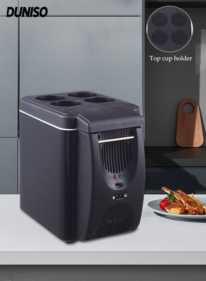 DUNISO 6L Car Refrigerator Portable Auto Mini Fridge Low Noise Fridge Automotive Single Person Refrigeration Fast Cooling Small Refrigerator Hot and Cold Available for Drink and Food Portable Freezer for Boat RV Outdoor Camping Road Trips - Image 1