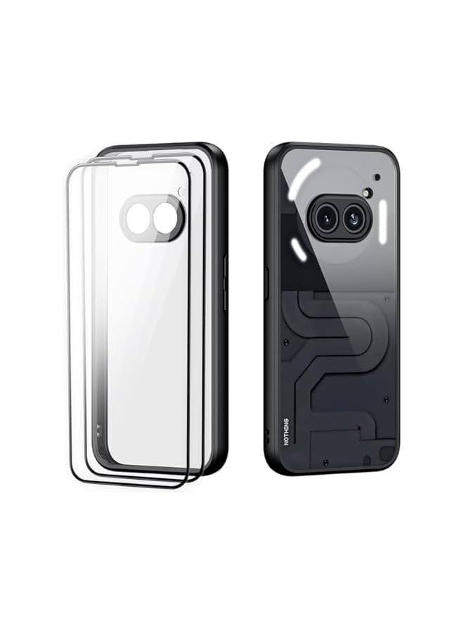 [3 in 1] for Nothing Phone 2a Case with Tempered Glass Screen Protector, Military-Grade Drop Protection Cover, Shockproof Soft Slim TPU Anti-Scratch Clear Case (Black, Nothing Phone 2a) - Image 1
