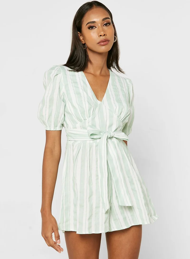 DOROTHY PERKINS V-Neck Striped Playsuit