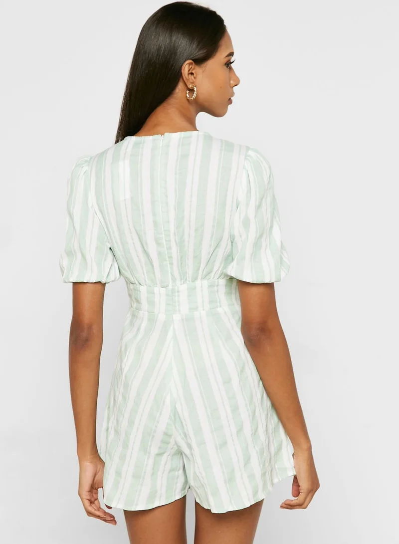 DOROTHY PERKINS V-Neck Striped Playsuit