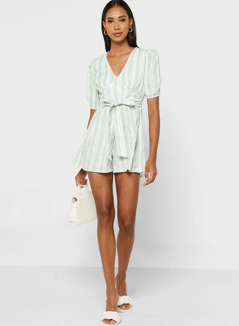 DOROTHY PERKINS V-Neck Striped Playsuit