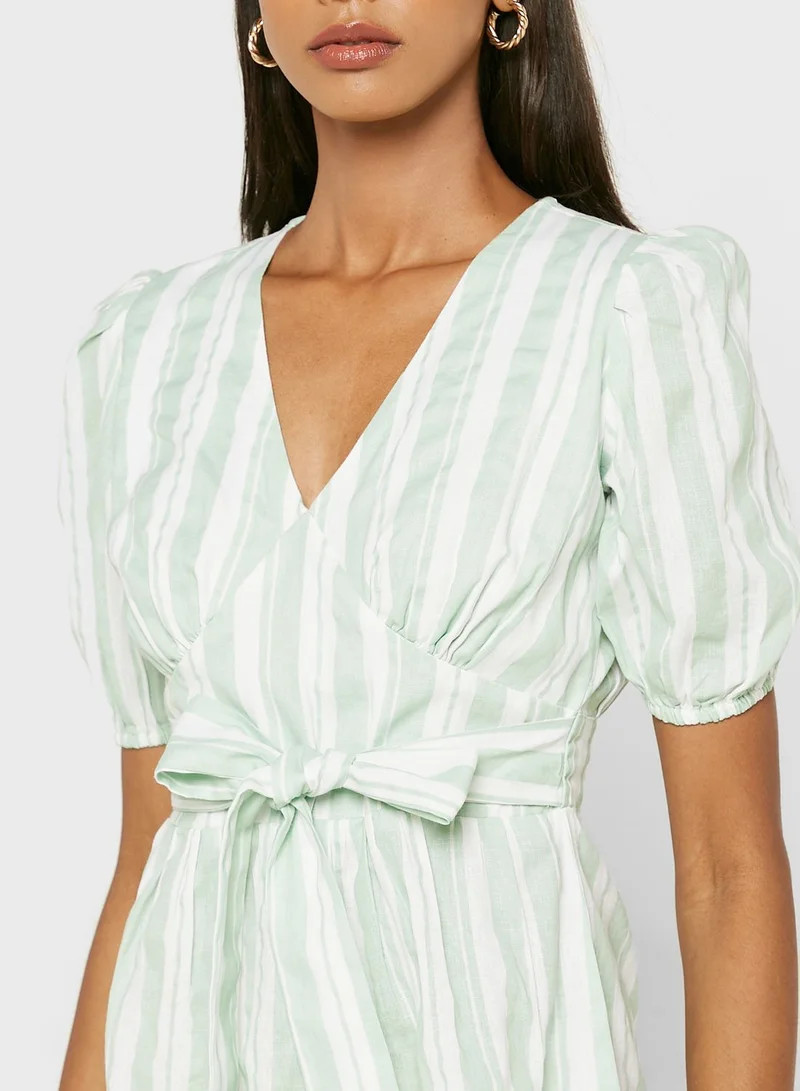 DOROTHY PERKINS V-Neck Striped Playsuit