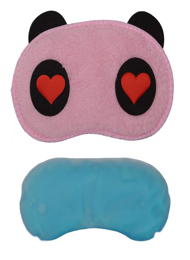 STORE 2508 Store2508 Fabric Eye Mask With Cooling Gel For Sleeping Men Women For Night Deep Sleep (PANDA HEART PINK) - Image 2