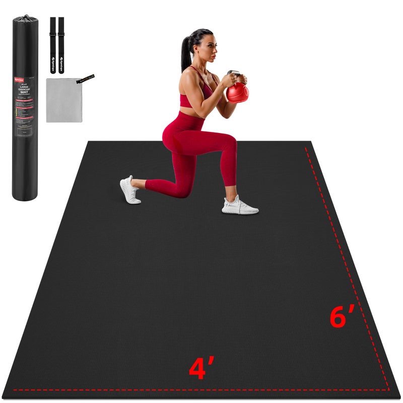 GymCope Extra Large Exercise Mat, 10'x6'/9'x6'/8'x6'/7'x5'/6'x4'(8mm) Thick Workout Mat for Home Gym & Garage Flooring, Shoe-Friendly, High-Density, MMA, HIIT, Weight Lifting, Cardio&Strength - Image 1