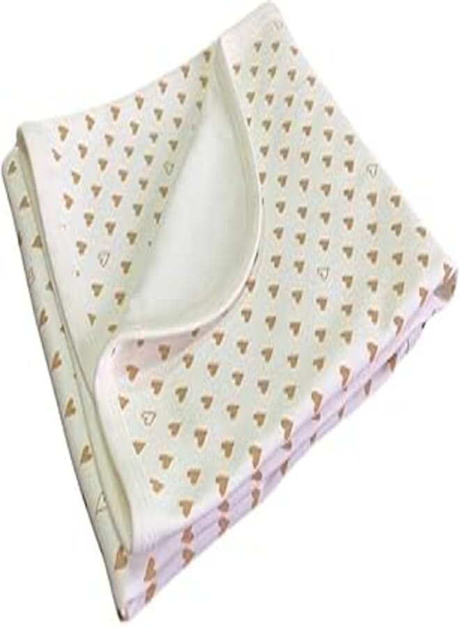 Komkom Baby Cotton Blanket Ecru – Print Hearts Beige