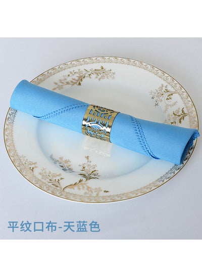 Solid Color Cotton Linen Napkins for Home Sky Blue