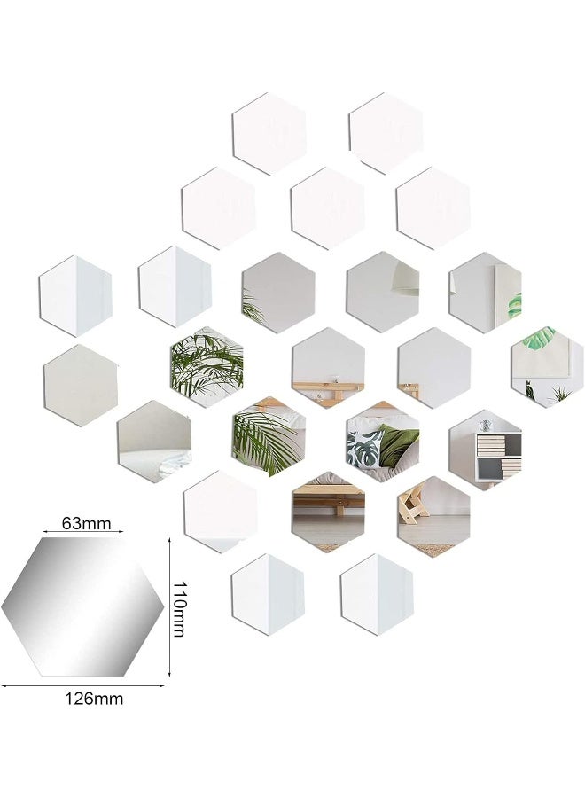 TPGP 24 Pieces Acrylic Hexagonal Mirrors, Flexible Self Adhesive Mirror Sheet DIY Art Mirror for Living Room, Bedroom, Bathroom, Sofa, TV Adjustment Wall Decoration - Image 5