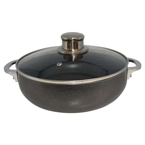 IMUSA 3.2qt Charcoal Aluminum Nonstick Caldero with Glass Lid, Black - Image 1