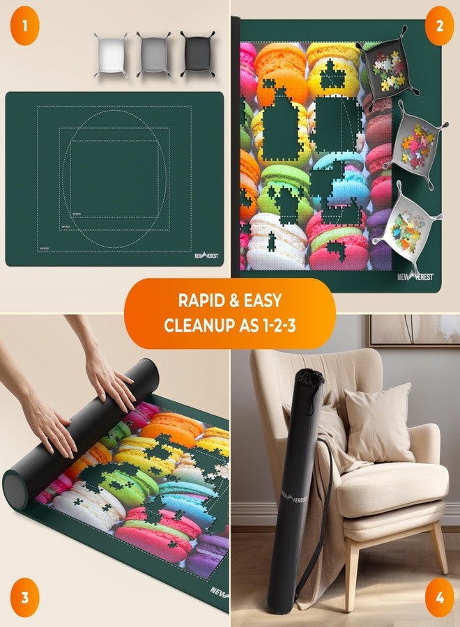 Newverest The Original Newverest Jigsaw Puzzle Mat Roll Up, Forest Green, 39.4” x 23.6” Portable Keeper Up to 1000 Pieces with Non-Slip Rubber Bottom & Smooth Top + 3 Puzzle Sorting Trays & Travel Storage Bag - Image 5