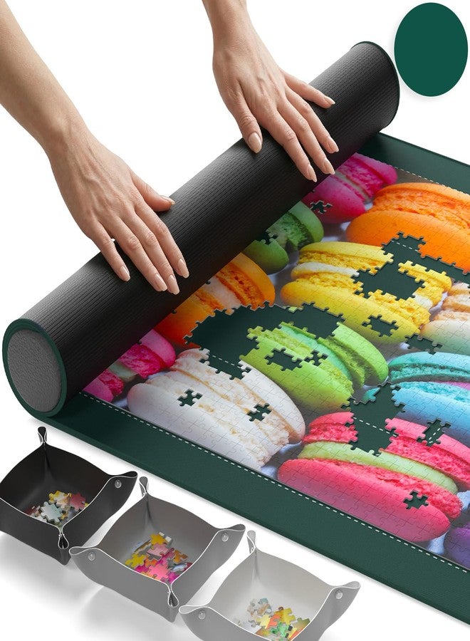 Newverest The Original Newverest Jigsaw Puzzle Mat Roll Up, Forest Green, 39.4” x 23.6” Portable Keeper Up to 1000 Pieces with Non-Slip Rubber Bottom & Smooth Top + 3 Puzzle Sorting Trays & Travel Storage Bag - Image 1