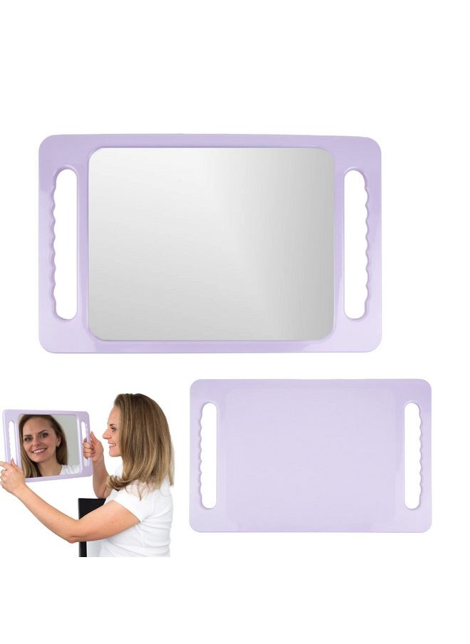Salon Supply Co - Large Hand Mirror with Double Handle - Rectangular Hand Held Mirror with Handle - Hair Salon Equipment Hairstylist and Barber Accessories (Lavender Purple) - Image 1