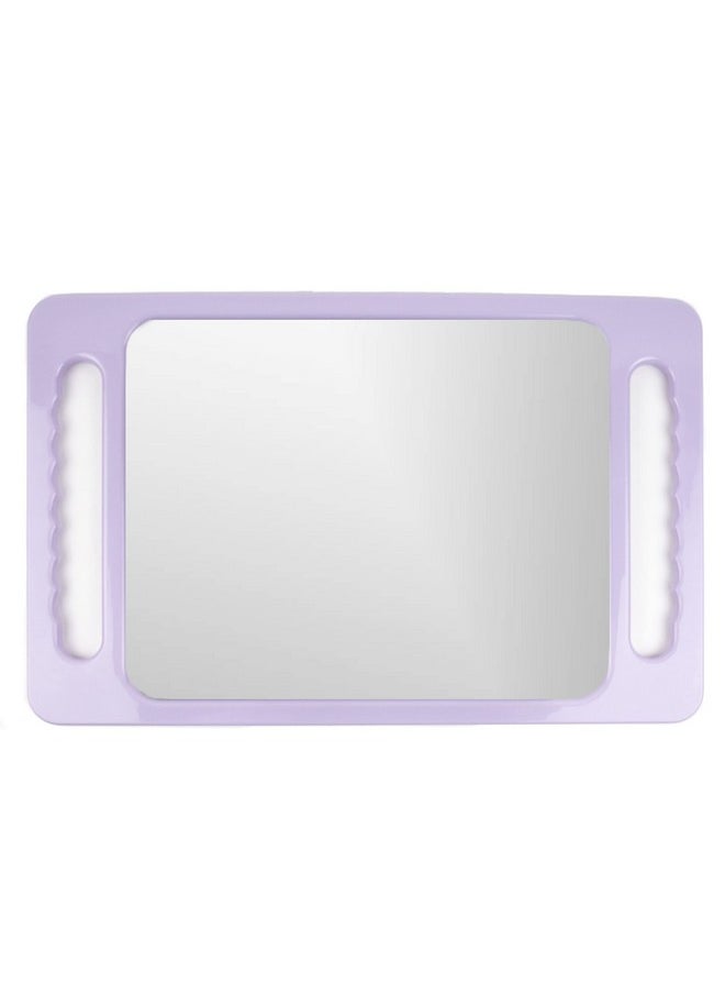 Salon Supply Co - Large Hand Mirror with Double Handle - Rectangular Hand Held Mirror with Handle - Hair Salon Equipment Hairstylist and Barber Accessories (Lavender Purple) - Image 1