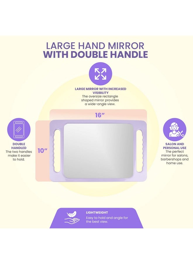 Salon Supply Co - Large Hand Mirror with Double Handle - Rectangular Hand Held Mirror with Handle - Hair Salon Equipment Hairstylist and Barber Accessories (Lavender Purple) - Image 1