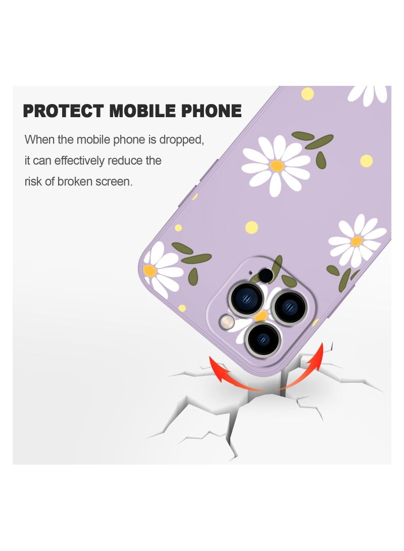 غطاء هاتف iPhone 13 Pro Max بتصميم زهرة فراشة فضائية لطيفة، مع بطانة مايكروفايبر ناعمة، وهيكل سائل سيليكون رفيع للغاية. الغطاء متوفر باللون الأرجواني الفاتح. - Image 5