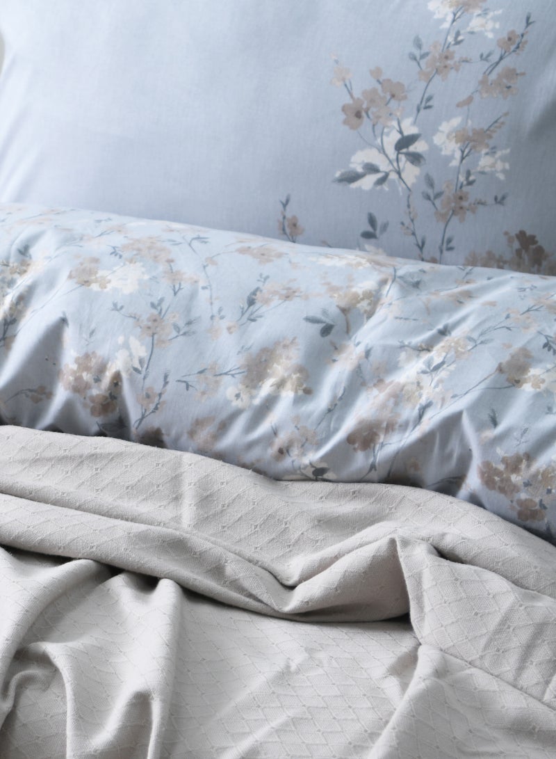 Morano Bedding Set Of 5, Harmony Pique 100% Cotton Fabric Includes, Bedsheet, Pillowcases and Long Pillowcase 240x260 Cm (Bloom-Greige) - Image 3