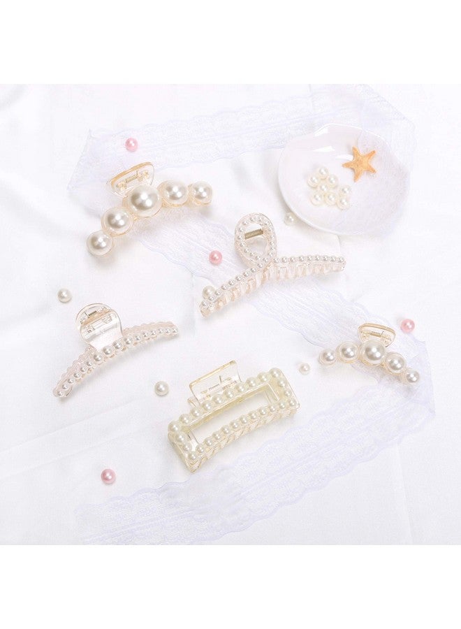 NAISIER Naiseir Pearl Hair Claw Clips Large Claw Clip For Women And Girls Pearl Non Slip Hair Clip Jaw Clips Clamp Styling Accessories For Women Girls.(Pearl Clip Set)  - Image 5