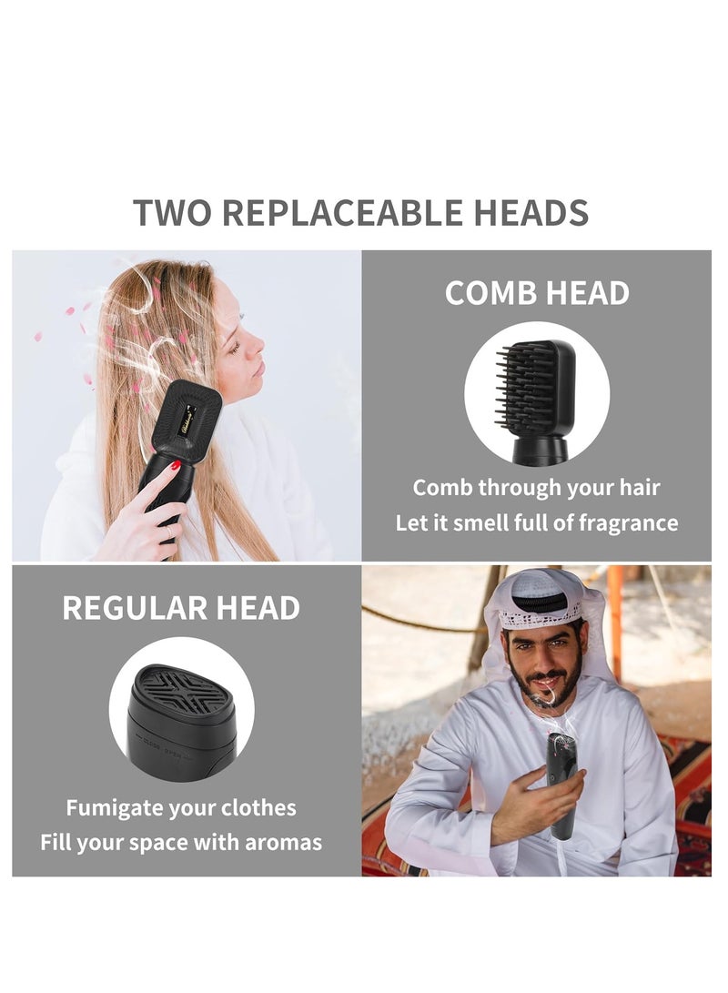 Electric Hair Steamer with Styling Comb – 3rd Generation Portable Arabic Hair Incense Device – Rechargeable via Type-C – Black Color - Image 5