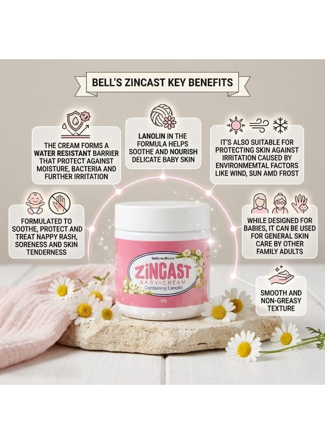 BELL'S Zincast Baby Cream Containing Lanolin 225G - Image 3