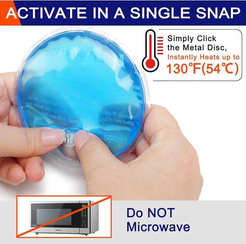 LotFancy Reusable Hand Warmer 6 Click Activated Instant Heat Packs and 1 Wrap Gel Heating Pad Snap Hot Therapy Compress for Pain Relief Outdoor  Small Portable Size - Image 4