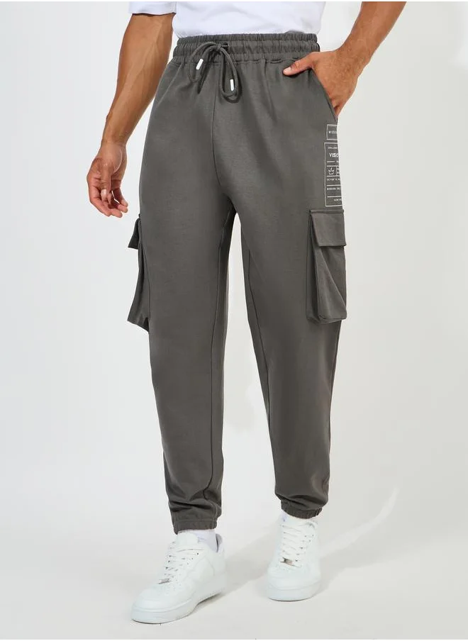 Styli Graphic Print Oversized Cargo Joggers