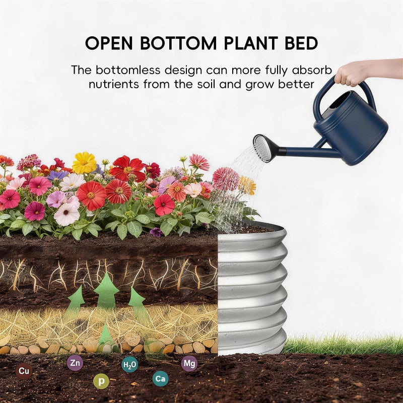 AHEONLAR 3Pack 2x2x1 ft Round Galvanized Raised Garden Bed Kit Round Metal Flower Box Large Planter Raised Beds Outdoor Garden for Planting,Fruit,Herb-Sliver - Image 5