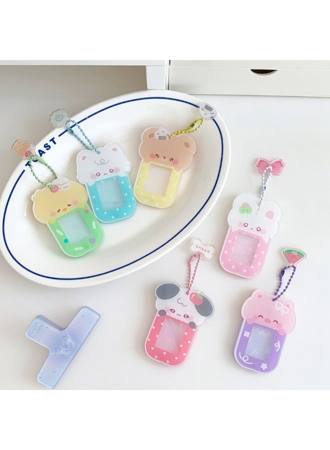 NIBEMINENT 1 - Piece Cartoon Acrylic Magnetic Suction Kpop Photo Card Holder Pendant Key Chain ID Badge Holder ID Card Holder Photo Card Protector for School ID Office ID Access Card for Women Girls - Image 3