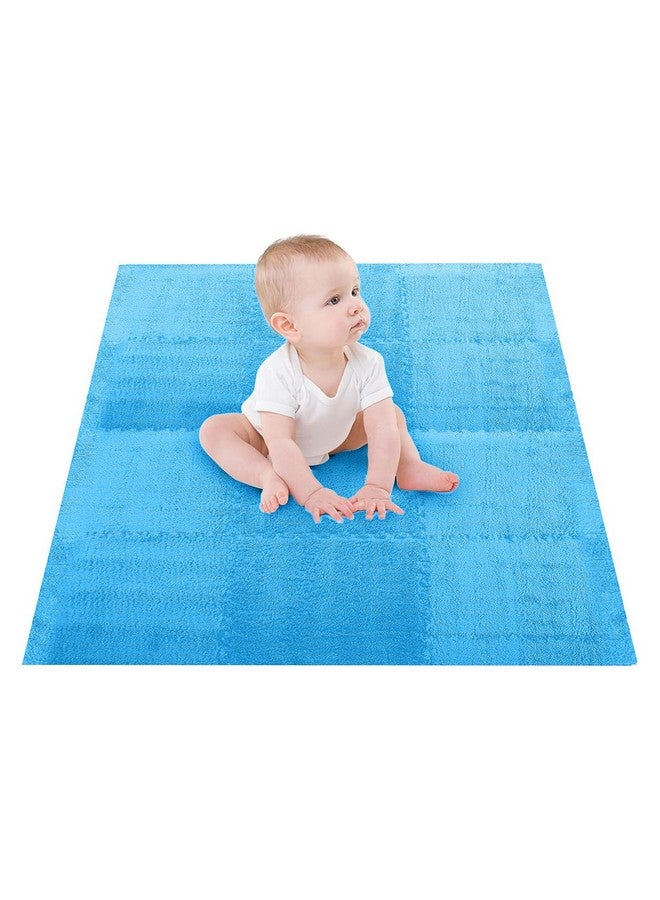 Hilitand 10pcs Plush Foam Puzzle Mat Tiles Soft and Non Slip Interlocking Carpet Tiles for Bedroom or Kids Room (Sea Blue) - Image 3