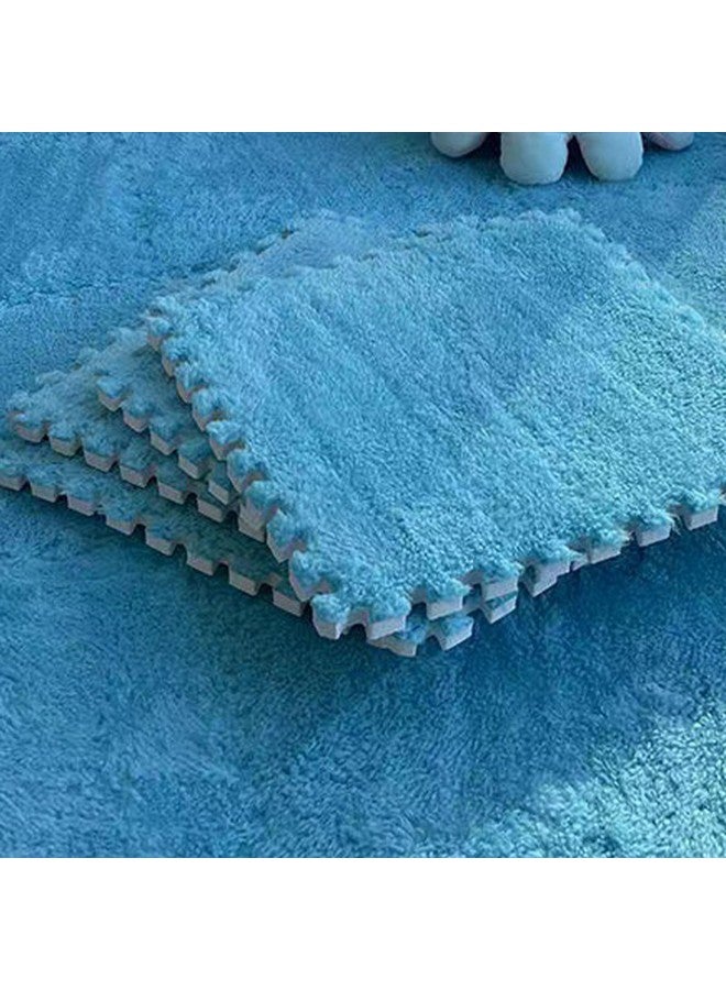 Hilitand 10pcs Plush Foam Puzzle Mat Tiles Soft and Non Slip Interlocking Carpet Tiles for Bedroom or Kids Room (Sea Blue) - Image 4
