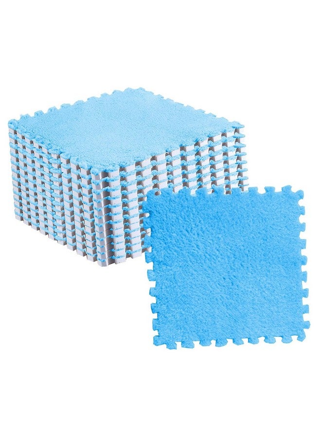Hilitand 10pcs Plush Foam Puzzle Mat Tiles Soft and Non Slip Interlocking Carpet Tiles for Bedroom or Kids Room (Sea Blue) - Image 5