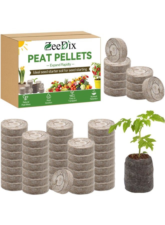 ZeeDix 30mm 50Pcs Compressed Peat Pellet Fiber Soil Plant Seed Starters - Nursery Plugs Pallet Seedling Soil Block for Grow Herbs Plant Flowers Vegetables(with Box) - Image 1