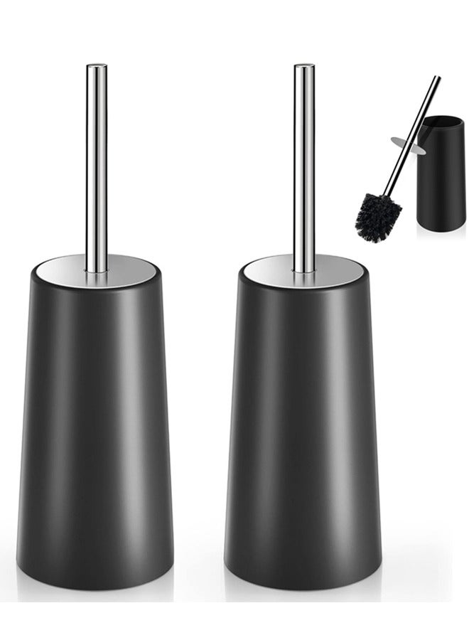 Beauenty Toilet Brush with Holder,2 Pack Toilet Brush and Holder Set,304 Stainless Steel Long Handle, 360° Deep Cleaning,Ergonomic Design,Toilet Bowl Brush for Bathroom(Black) - Image 1