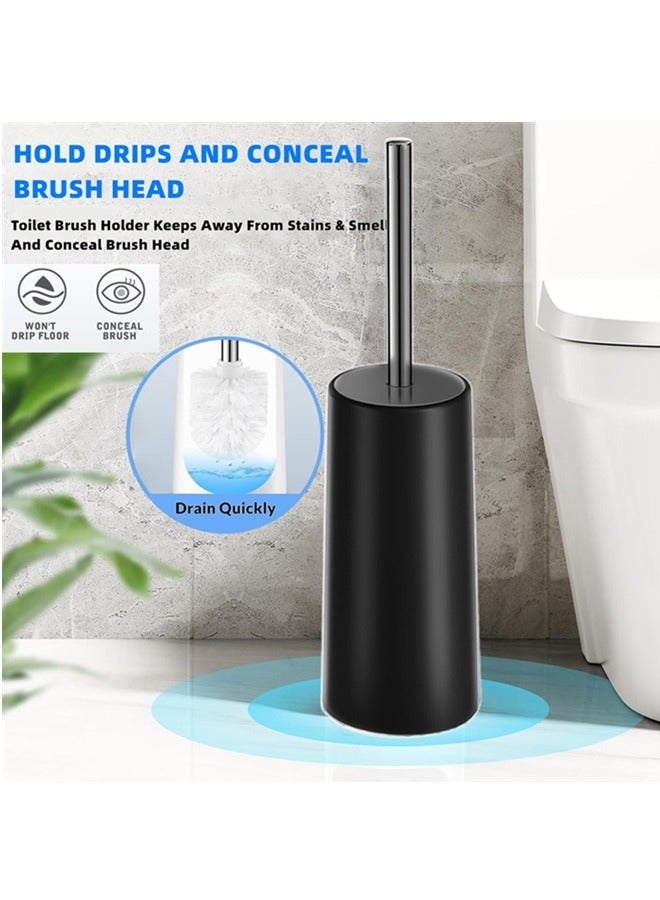 Beauenty Toilet Brush with Holder,2 Pack Toilet Brush and Holder Set,304 Stainless Steel Long Handle, 360° Deep Cleaning,Ergonomic Design,Toilet Bowl Brush for Bathroom(Black) - Image 2