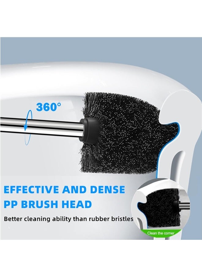Beauenty Toilet Brush with Holder,2 Pack Toilet Brush and Holder Set,304 Stainless Steel Long Handle, 360° Deep Cleaning,Ergonomic Design,Toilet Bowl Brush for Bathroom(Black) - Image 3