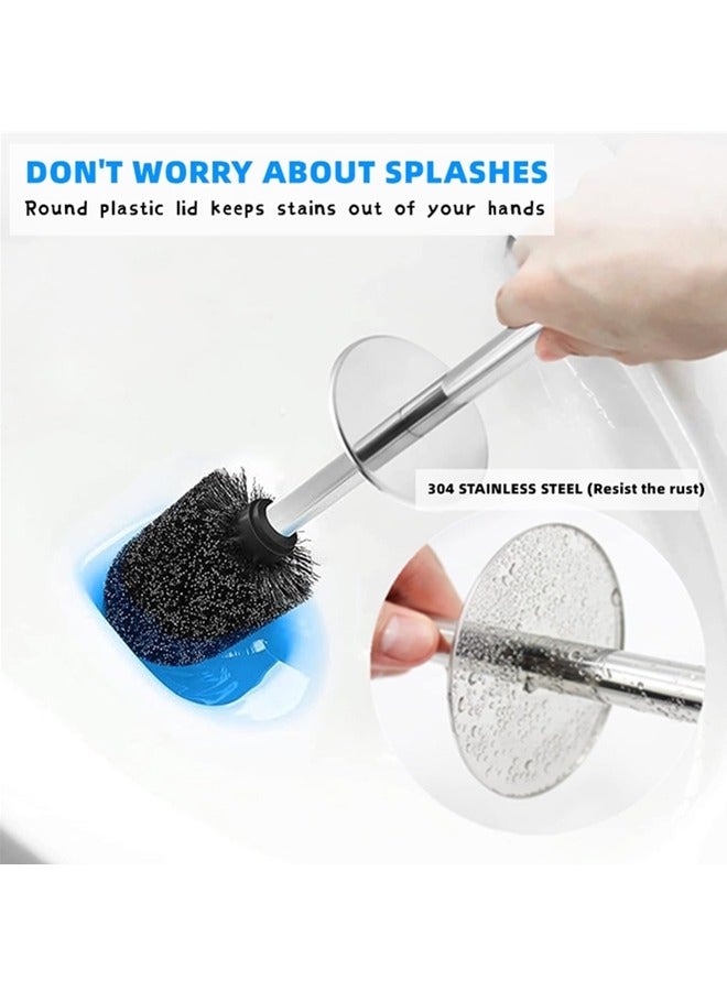 Beauenty Toilet Brush with Holder,2 Pack Toilet Brush and Holder Set,304 Stainless Steel Long Handle, 360° Deep Cleaning,Ergonomic Design,Toilet Bowl Brush for Bathroom(Black) - Image 4
