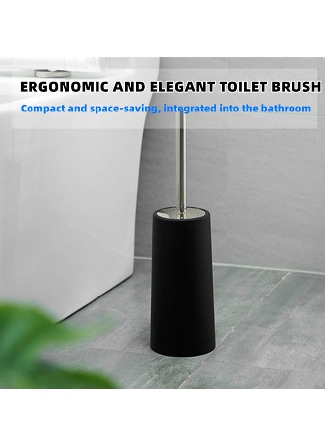 Beauenty Toilet Brush with Holder,2 Pack Toilet Brush and Holder Set,304 Stainless Steel Long Handle, 360° Deep Cleaning,Ergonomic Design,Toilet Bowl Brush for Bathroom(Black) - Image 5