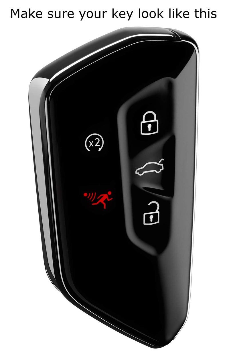 iJDMTOY iJDMTOY Black Soft Silicone Key Fob Cover w/Red Stripe Compatible with Volkswagen MK8 Golf/GTI, Skoda Octavia with 3/4/5-Button Smart Key - Image 2
