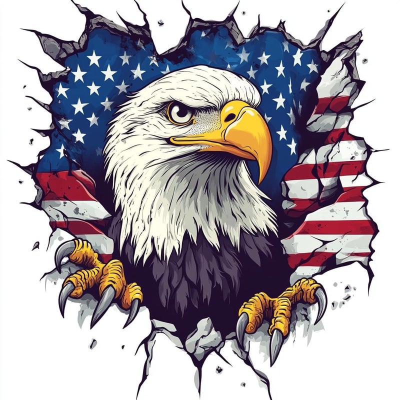 MAKTEM American Eagle with Flag Car Decal, Vinyl Waterproof Removable USA Pride, Window Rear Panel Bumper, 1PC (B) - Image 1