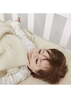 The Little Green Sheep Organic Knitted Cellular Baby Blanket Linen  - Image 3