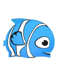 MoKo Swimming Cap For Kids Cute Waterproof Soft Silicone Swim Cap Cartoon Style High Elastic Swimming Hat For Boys & Girls Bathing Cap For Children Blue Fish  - Image 1