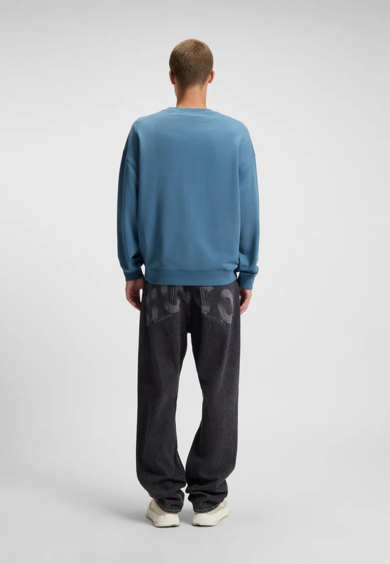 HUGO Cotton-terry sweatshirt with ombré logo embroidery