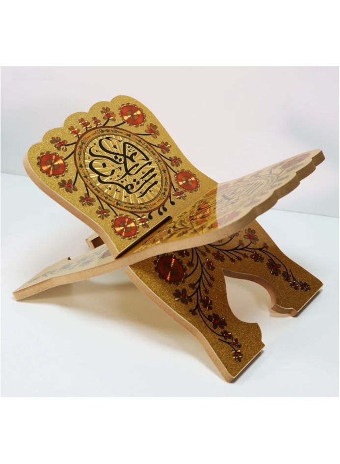 SUNDUS Ornate floor Quran holder small size-brown  - Image 1