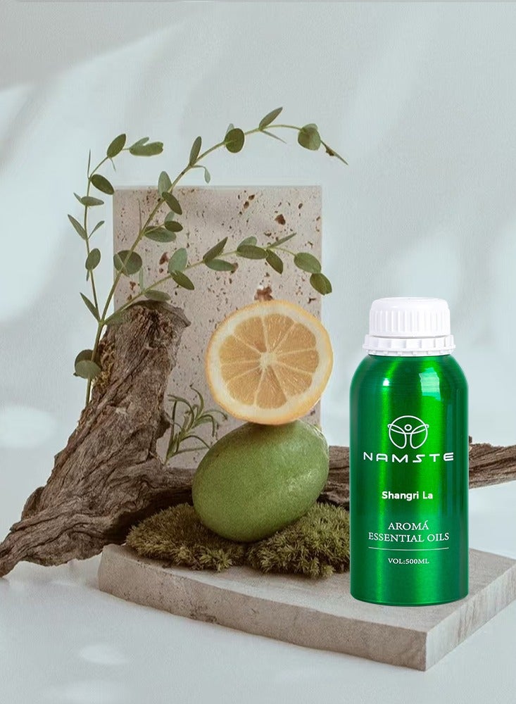 ناماستي زيت ناماستي العطري العطري مصنوع من زيوت العلاج بالروائح التي تحتوي على رائحة الأرز واللابدانوم والنجيل الهندي، مناسب للمنزل والفندق والفيلا الفاخرة ومناسب لليوجا والاسترخاء والنوم، شانغريلا 500 مل - Image 3