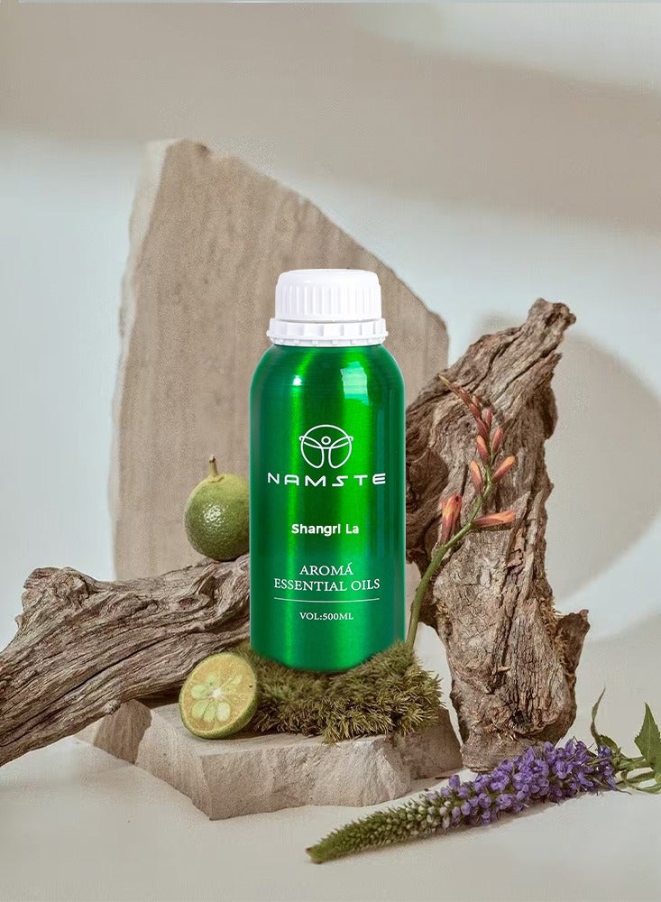 ناماستي زيت ناماستي العطري العطري مصنوع من زيوت العلاج بالروائح التي تحتوي على رائحة الأرز واللابدانوم والنجيل الهندي، مناسب للمنزل والفندق والفيلا الفاخرة ومناسب لليوجا والاسترخاء والنوم، شانغريلا 500 مل - Image 5
