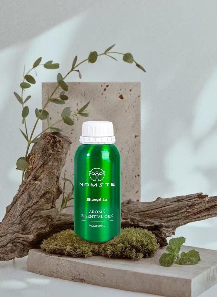 ناماستي زيت ناماستي العطري العطري مصنوع من زيوت العلاج بالروائح التي تحتوي على رائحة الأرز واللابدانوم والنجيل الهندي، مناسب للمنزل والفندق والفيلا الفاخرة ومناسب لليوجا والاسترخاء والنوم، شانغريلا 500 مل - Image 2